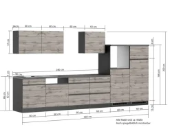 Held Möbel Kochfelder<Küchenzeile Turin 360 cm ohne E-Geräte