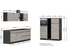 Sale Held Möbel Küchenzeile Turin 390 cm mit E-Geräten Graphit-Wotaneiche