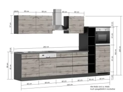 Held Möbel Küchenregale|Kühlschränke<Küchenzeile Turin 330 cm mit E-Geräten