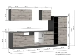 Held Möbel Küchenregale<Küchenzeile Turin 330 cm ohne E-Geräte