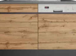 Clearance Held Möbel Spülenunterschrank Turin 120cm mit GSP-Blende WotanEiche/Graphit Wotaneiche-Graphit