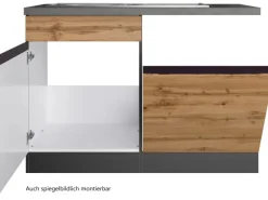 Clearance Held Möbel Spülenunterschrank Turin 120cm mit GSP-Blende WotanEiche/Graphit Wotaneiche-Graphit
