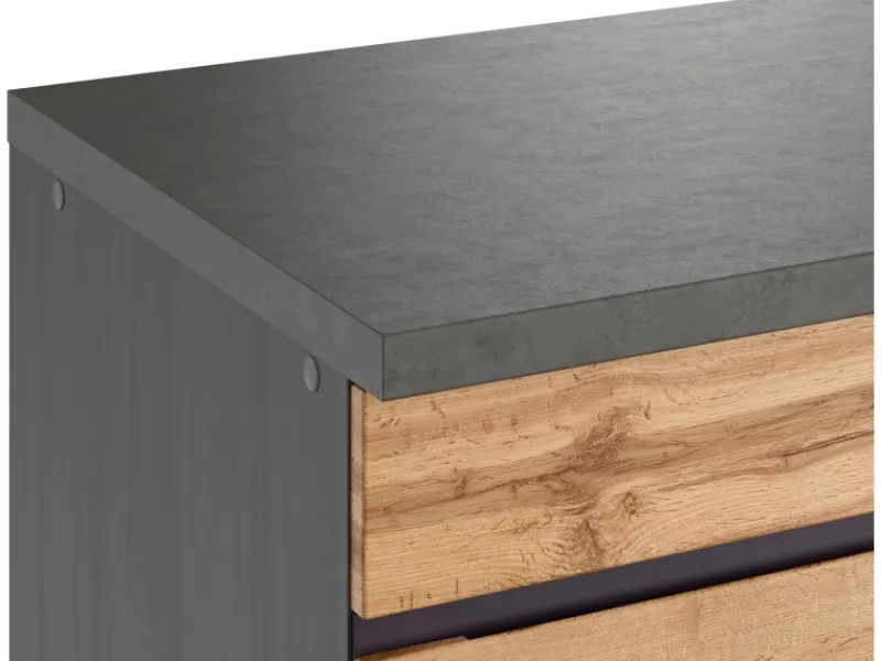 Clearance Held Möbel Spülenunterschrank Turin 120cm mit GSP-Blende WotanEiche/Graphit Wotaneiche-Graphit