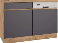 Hot Held Möbel Spülenunterschrank Turin 120cm mit GSP-Blende Graphit/WotanEiche Graphit-Wotaneiche