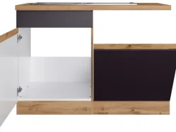 Hot Held Möbel Spülenunterschrank Turin 120cm mit GSP-Blende Graphit/WotanEiche Graphit-Wotaneiche