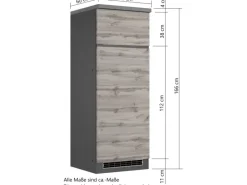 Best Held Möbel Umbauschrank für Kühl/Gefrierkombi Turin 60cm Graphit/WotanEiche Graphit-Wotaneiche