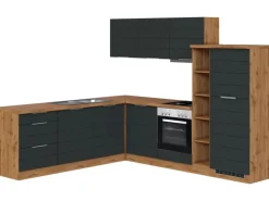 Held Möbel Winkelküche 240 cm - 270 cm Matt Grau-Wotaneiche< Winkelküchen|Herde