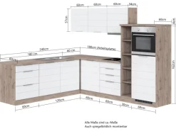 Held Möbel Winkelküche 240 cm - 270 cm Matt Grau-Wotaneiche< Winkelküchen|Kühlschränke