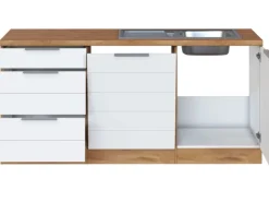 Held Möbel Winkelküchen|Herde<Winkelküche 240 cm - 180 cm Matt Weiß-Wotaneiche ohne E-Geräte