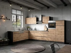 Held Möbel Winkelküchen|Kochfelder<Winkelküche Turin 360 x 240 cm Wotaneiche-Graphit mit E-Geräten