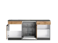 Held Möbel Winkelküchen|Kochfelder<Winkelküche Turin 360 x 240 cm Wotaneiche-Graphit mit E-Geräten