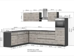 Held Möbel Kochfelder|Kühlschränke<Winkelküche Turin 300 x 240 cm mit E-Geräten