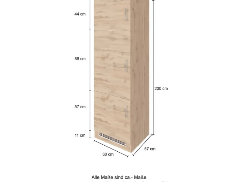 Held Möbel Gefrierschränke<Held Möel Küchen-Kühlschr.umau Sorrento 60x 200x T60cm Nische WotanEiche-Grafit