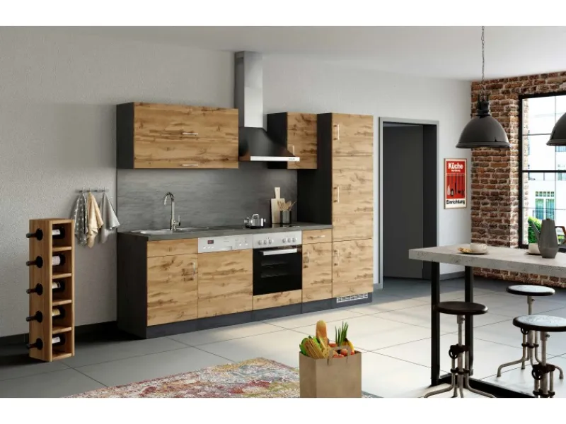 Held Möbel Gefrierschränke<Held Möel Küchen-Kühlschr.umau Sorrento 60x 200x T60cm Nische WotanEiche-Grafit