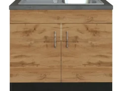 Online Held Möbel Held Möel Küchen-Spülenschrank Sorrento 100x85xT60cm 2 Türen WotanEiche-Grafit