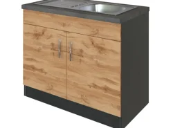 Online Held Möbel Held Möel Küchen-Spülenschrank Sorrento 100x85xT60cm 2 Türen WotanEiche-Grafit