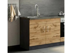 Online Held Möbel Held Möel Küchen-Spülenschrank Sorrento 100x85xT60cm 2 Türen WotanEiche-Grafit