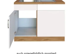 Held Möbel Held Möel Küchen-Spülzentrum Sorrento 110x85x60cm Tür lende Sockel Weiß-W.Eiche< Kühlschränke|Gefrierschränke