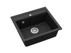 HELIKA Einbauspüle Granitverbundstoff Quadro 56 cm x 51 cm Schwarz< Granitspülen