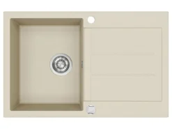 HELIKA Einbauspüle Granitverbundstoff 78 cm x 50 cm Elfenbein< Granitspülen