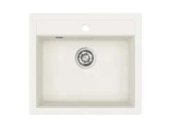 HELIKA Einbauspüle Granitverbundstoff Quadro 56 cm x 51 cm Weiß< Granitspülen|Küchenschränke