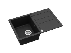 HELIKA Einbauspüle Granitverbundstoff 78 cm x 50 cm Schwarz< Granitspülen