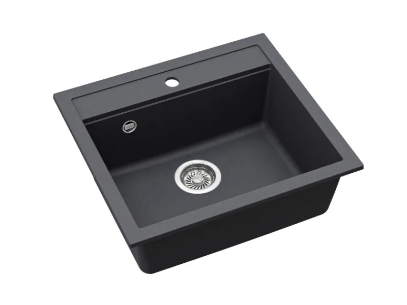 HELIKA Granitspülen<Einbauspüle Granitverbundstoff Quadro 56 cm x 51 cm Graphit