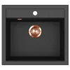 Online HELIKA Einbauspüle Quadro 56 cm x 51 cm Schwarz inkl. Kupferventil