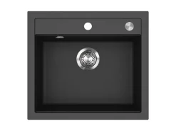 Clearance HELIKA Einbauspüle Quadro 56 cm x 51 cm Schwarz inkl. Druckknopfventil