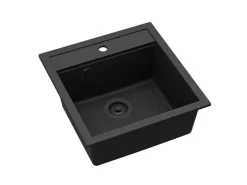 HELIKA Einbauspüle Tessa 49 cm x 51 cm Schwarz inkl. Schwarzventil< Granitspülen