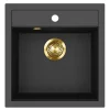 HELIKA Einbauspüle Tessa 49 cm x 51 cm Schwarz inkl. Goldventil< Granitspülen
