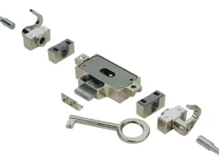 Hettich Küchenschränke<Nutbart-Drehstangenschloss Rechts Vernickelt 25 mm