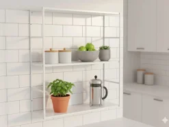 Küchenregale<Hängeregal aus Metall 60 cm x 60 cm x 20 cm Weiss matt