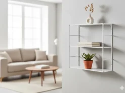 Küchenregale<Hängeregal aus Metall 60 cm x 60 cm x 20 cm Weiss matt