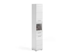 Küchenschränke<Hochschrank Linus Hochglanz Weiß 30 cm zweitürig