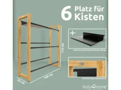 holz4home Getränkekistenregal aus Holz Inklusive Edelstahlablage 6 Kisten Schwarz< Küchenregale