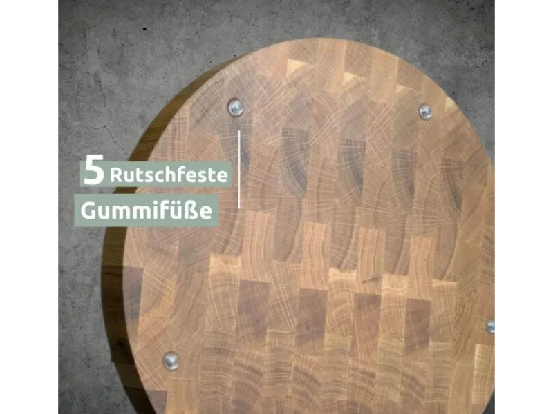 Hot holz4home Premium Schneidebrett Set Rund Hackblock aus Eiche