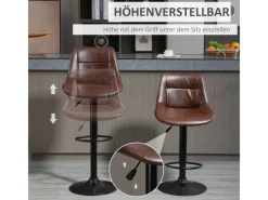 HOMCOM Kücheninseln<Barhocker 2er Set Barstuhl mit Rückenlehne