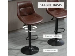 HOMCOM Kücheninseln<Barhocker 2er Set Barstuhl mit Rückenlehne