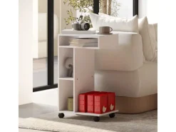 Hot HOMCOM Beistelltisch Couchtisch Spanplatte Weiß 40L x 30B x 69H cm