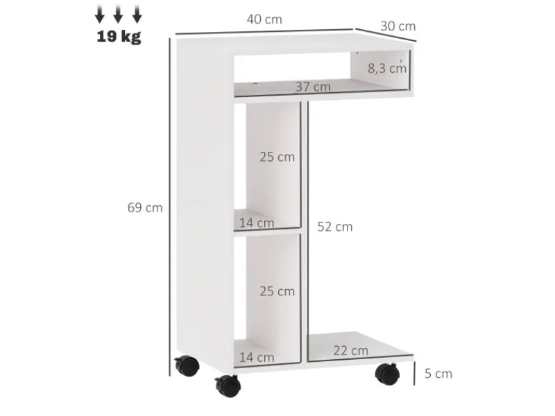 Hot HOMCOM Beistelltisch Couchtisch Spanplatte Weiß 40L x 30B x 69H cm