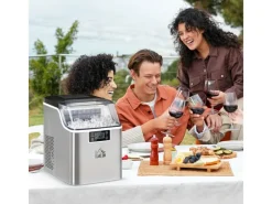 HOMCOM Haushaltsgeräte<Eiswürfelmaschine Rostfreier Stahl Kupfer Silber 36L x 252B x 371H cm