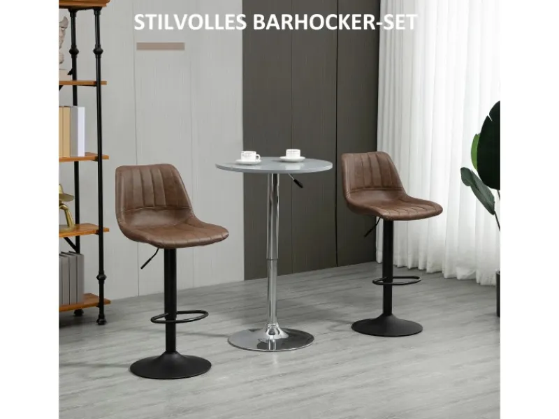 Outlet HOMCOM 2er Set Barhocker Höhenverstellbarer Küchenhocker