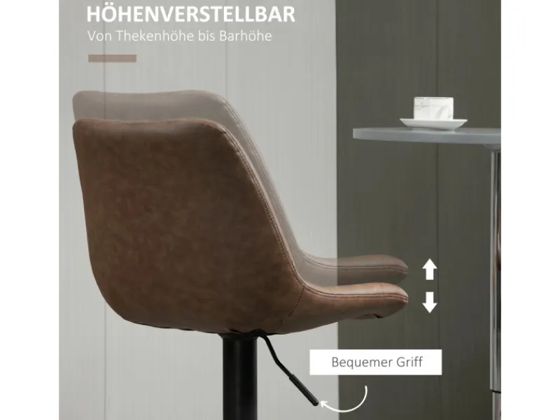 Outlet HOMCOM 2er Set Barhocker Höhenverstellbarer Küchenhocker