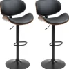 HOMCOM Kücheninseln<2er-Set Barhocker Höhenverstellbar mit Fußstützen Schwarz 53 x 52 x 92-112cm