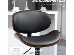 HOMCOM Kücheninseln<2er-Set Barhocker Höhenverstellbar mit Fußstützen Schwarz 53 x 52 x 92-112cm