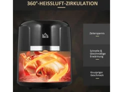 Best HOMCOM Heißluftfritteuse Stahl Kunststoff Schwarz 34,2L x 25,6B x 31,8H cm
