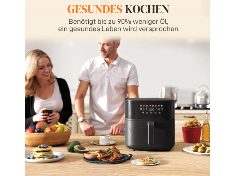 HOMCOM Haushaltsgeräte<Heißluftfritteuse Stahl Kunststoff 41L x 32,5B x 32H cm Schwarz
