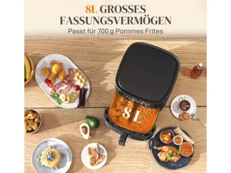 HOMCOM Haushaltsgeräte<Heißluftfritteuse Stahl Kunststoff 41L x 32,5B x 32H cm Schwarz