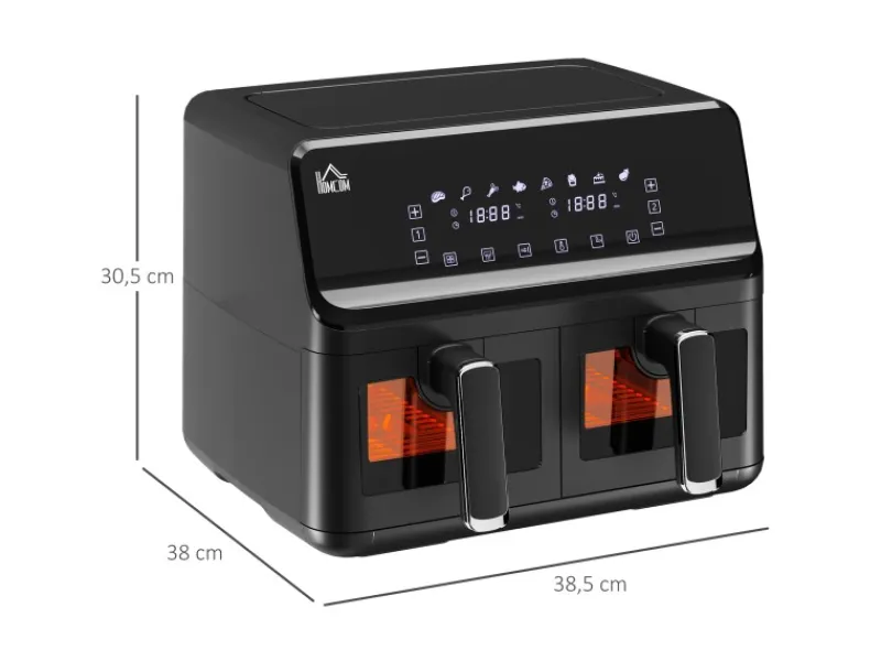 HOMCOM Heißluftfritteuse Stahl Kunststoff Schwarz 38,5L x 38B x 30,5H cm< Haushaltsgeräte